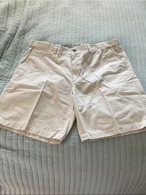 Lands' End Men's Flat Front Cotton Shorts - Light Stone